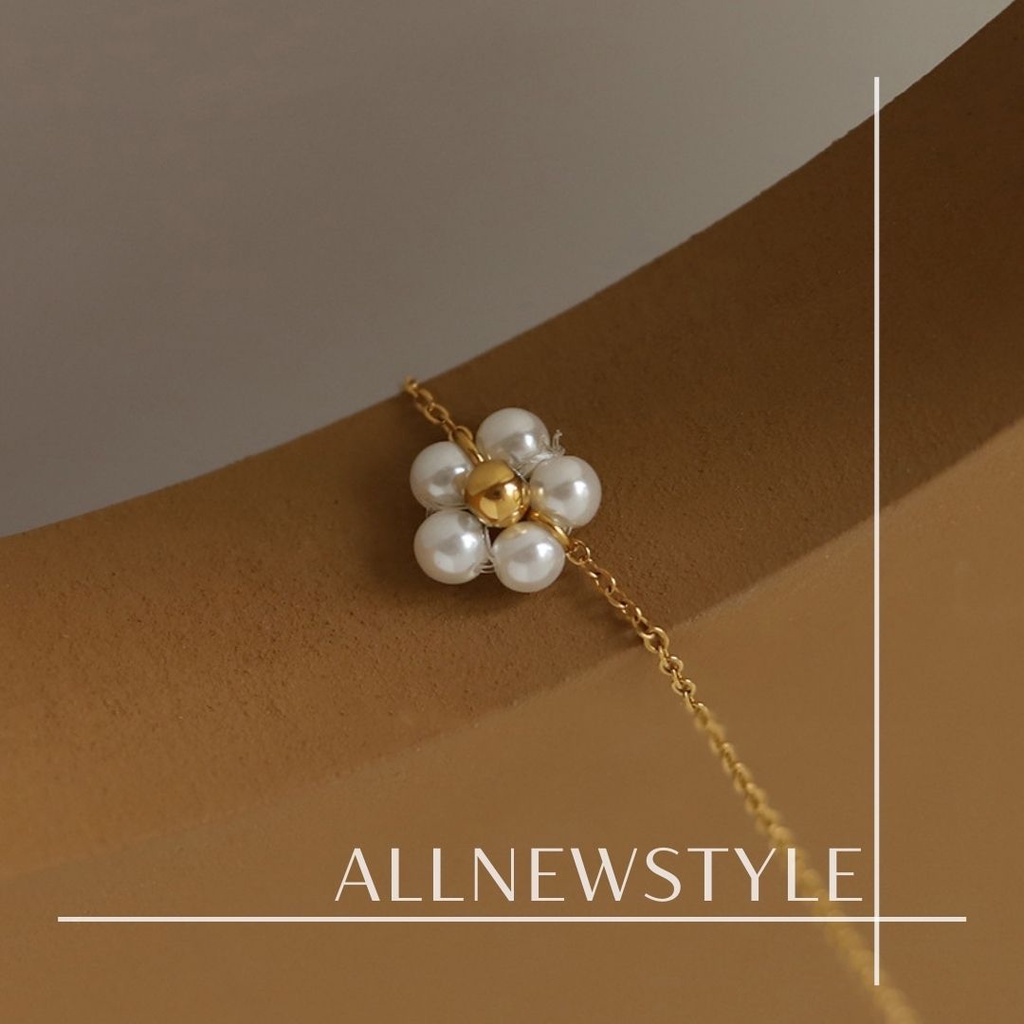 Vòng cổ mặt hoa mai Allnewstyle thép mạ vàng 18K