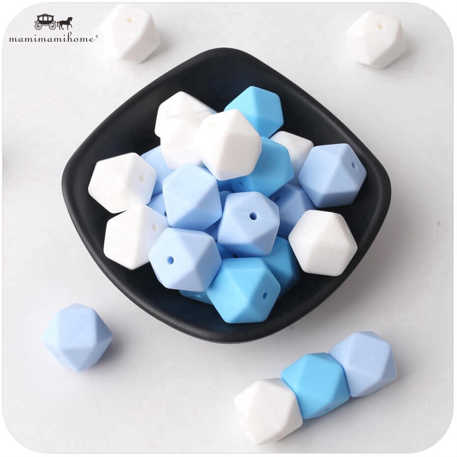 Set 20 hạt làm dây gắn gặm nướu và ti Mamimamihome nhiều màu làm từ silicon thủ công thoải mái dành cho bé 17mm