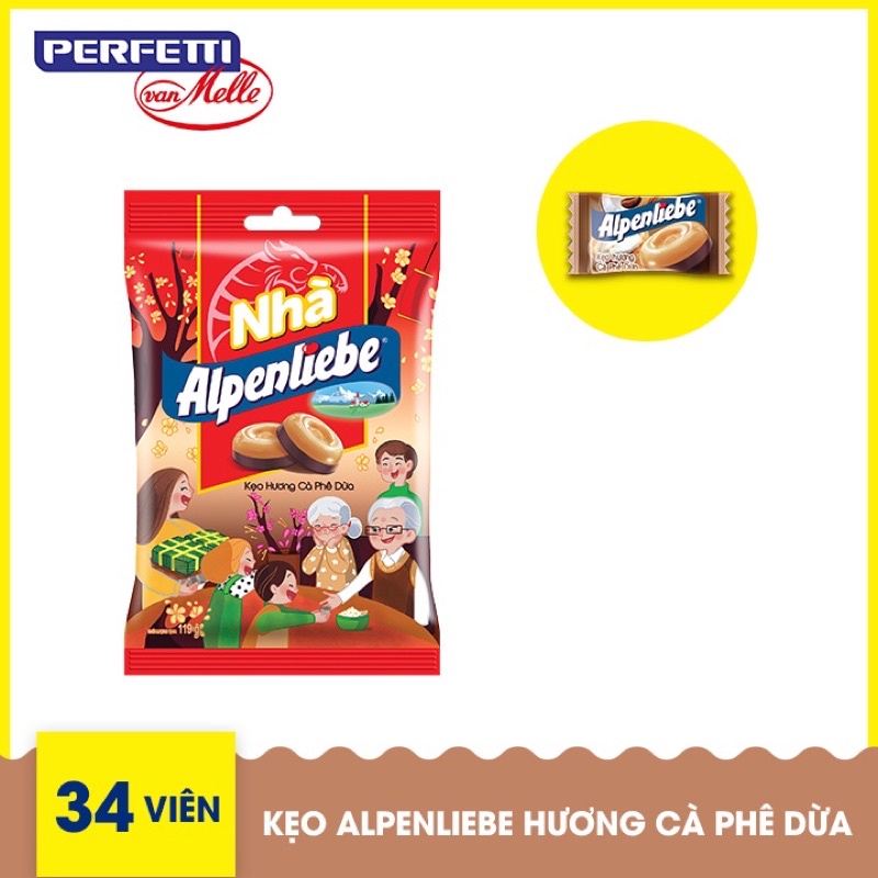 KẸO ALPENLIEBE HƯƠNG CÀ PHÊ DỪA GÓI 115,5G