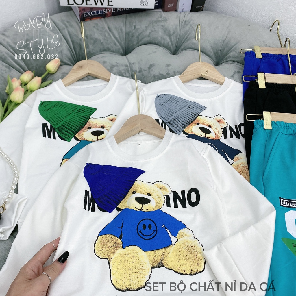 Bộ quần áo thu đông bé trai &quot;MOH|NO&quot; 14-48kg. Bộ dài tay cho bé 4-15 tuổi. Vải da cá dày dặn. G49