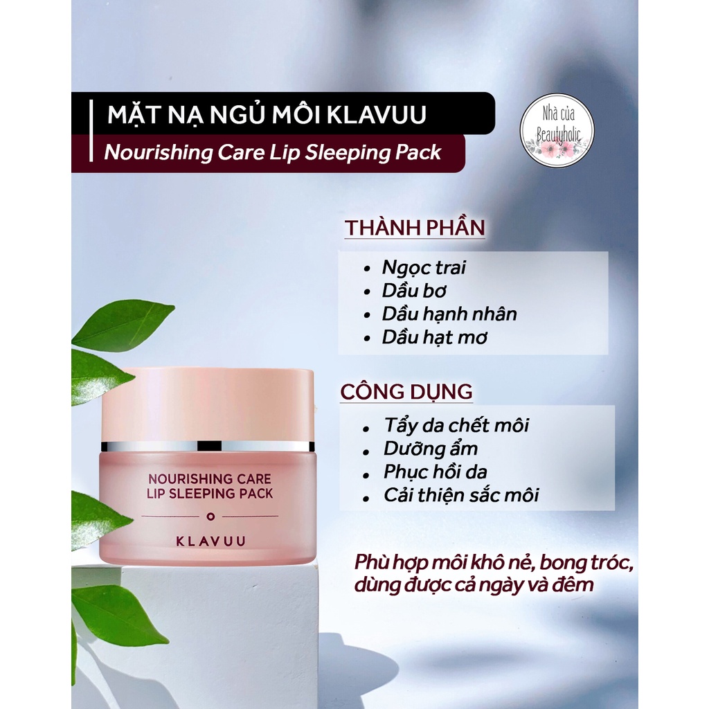 Mặt nạ ngủ môi KLAVUU NOURISHING CARE LIP SLEEPING MASK