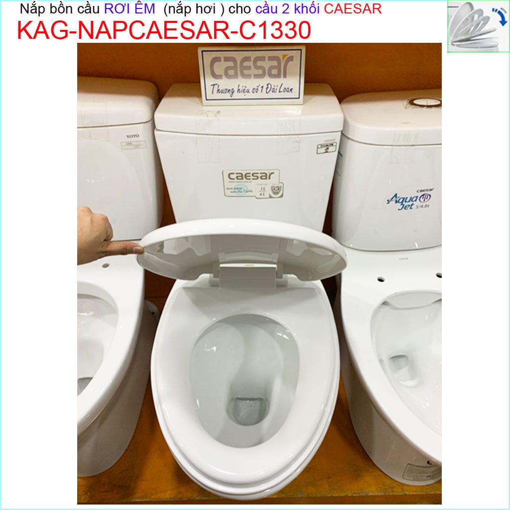 Nắp đậy bồn cầu Caesar C1330 trắng, nắp rơi êm bàn cầu 2 khối thân dài Linax C504-C702, Viglacer giá tốt chất lượng tốt