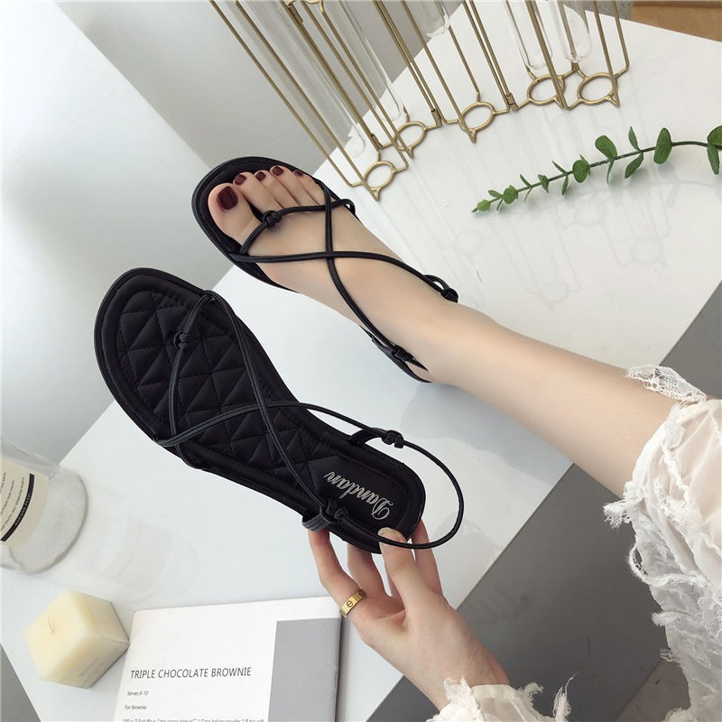 Giày Sandal Đế Bằng Thời Trang Đi Biển Dành Cho Nữ 2021