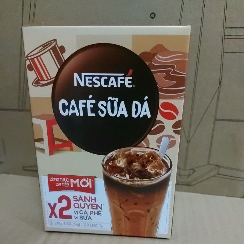 Cà phê sữa đá NesCafé nhân đôi sánh quyện 240g (10 gói x 24g)