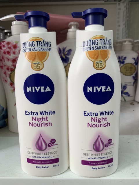 Sữa Dưỡng Thể Trắng Da Nivea Extra White Ban Đêm 400ml( mầu tím)