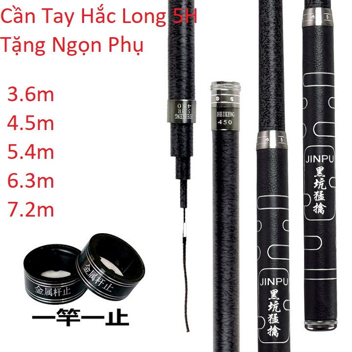 Cần Câu Tay Hắc Long 5H Cacbon Siêu Khỏe Tặng Ngọn Phụ Và Nhẫn Chống Trôi