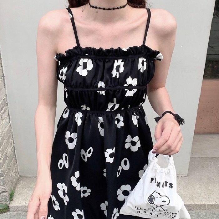 Đầm Hoa Hai Dây Phong Cách Hàn Quốc Mới Cho Nữ