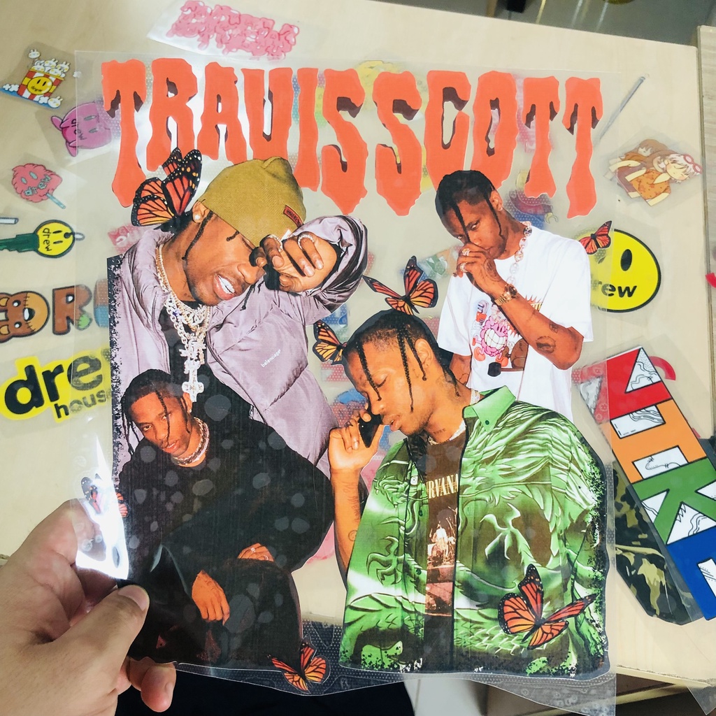 HÌnh ủi Nhiệt - Decal Ủi áo thun Mẫu TRAVISS SCOTT (KT lớn: 23cm)