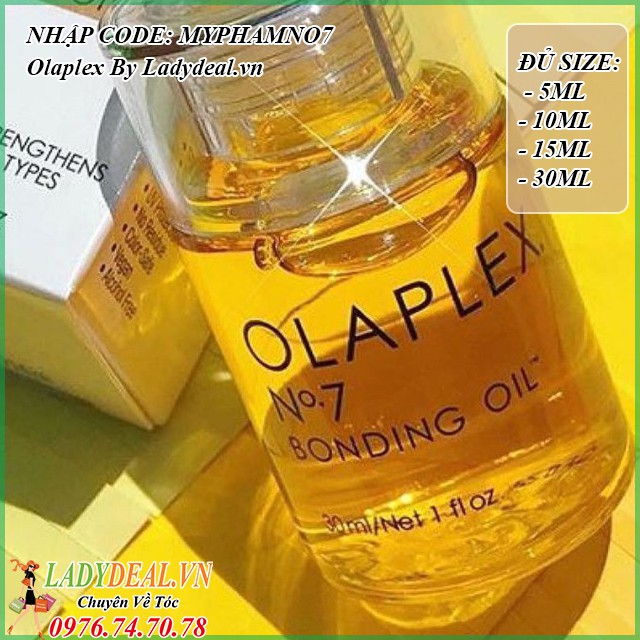 Ladydeal.vn | Mã: Myphamno7 | TINH DẦU DƯỠNG, BẢO VỆ, PHỤC HỒI VÀ TẠO KIỂU TÓC OLAPLEX No.7 BONDING OIL - Đủ Size Test