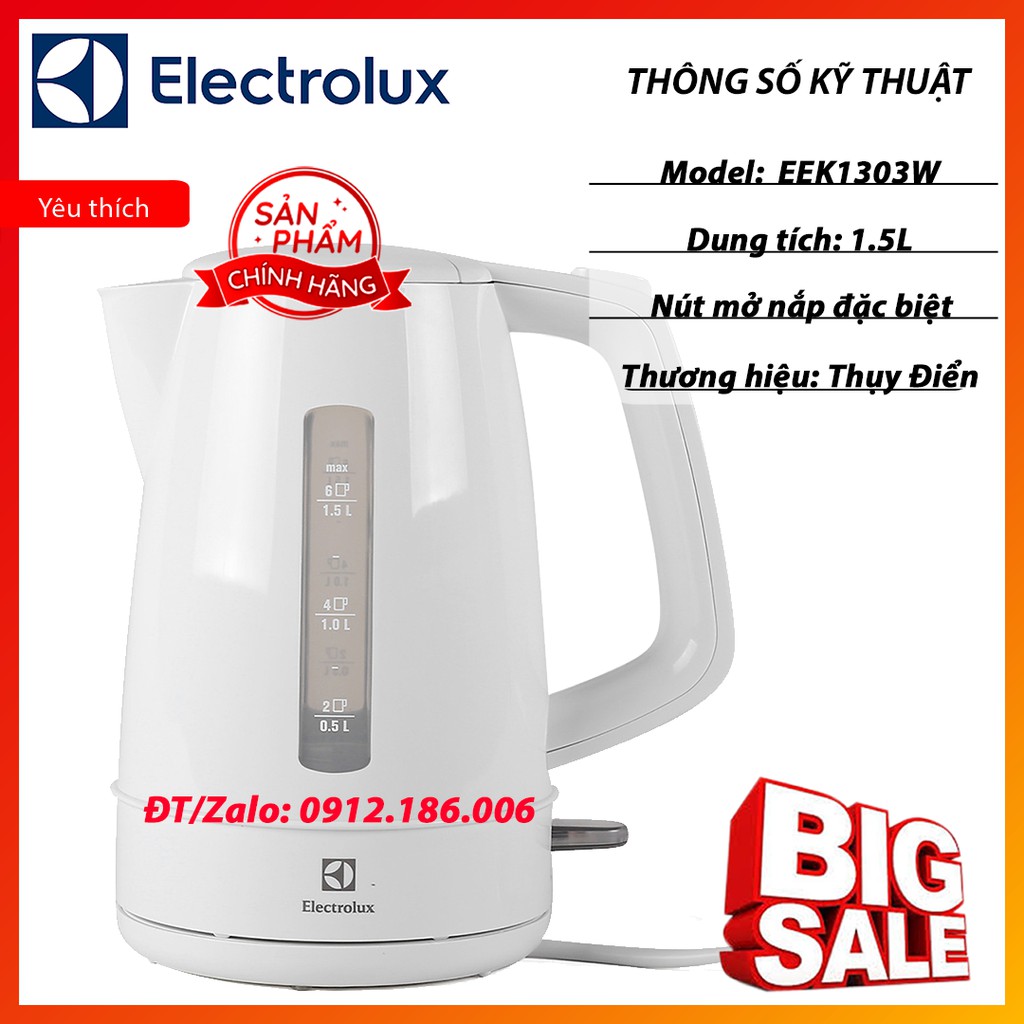 Bình siêu tốc Electrolux 1.5 lít EEK1303W chính hãng