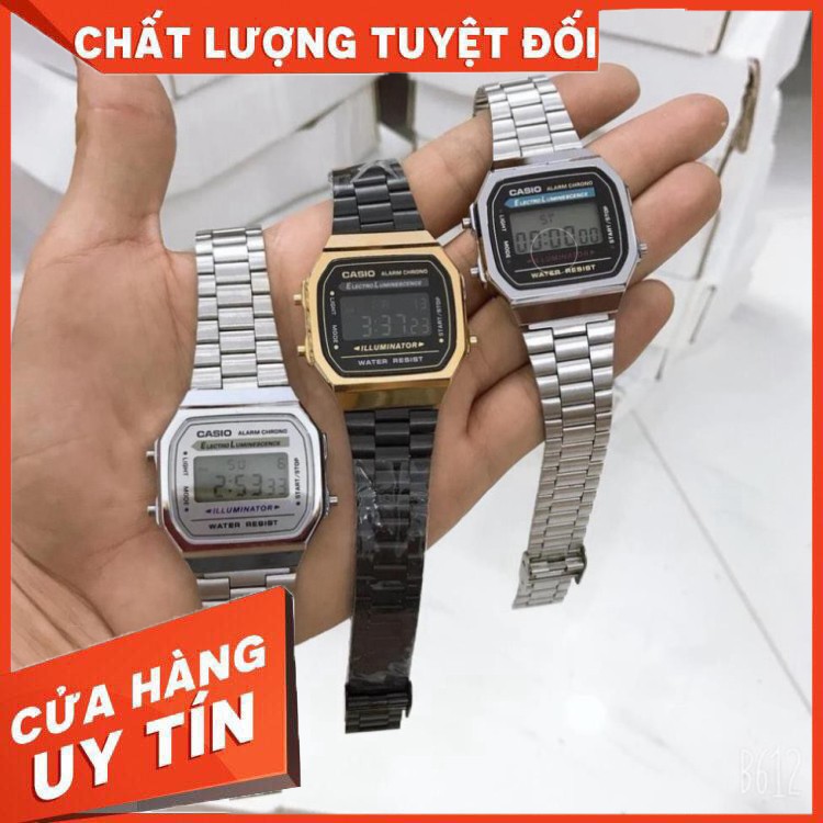 HÀNG NHẬP KHẨU -  Đồng hồ nam Casio A168 Full Box cổ điển, chống nước, dây thép không gỉ, lịch sự, trang trọng - Hàng Nh