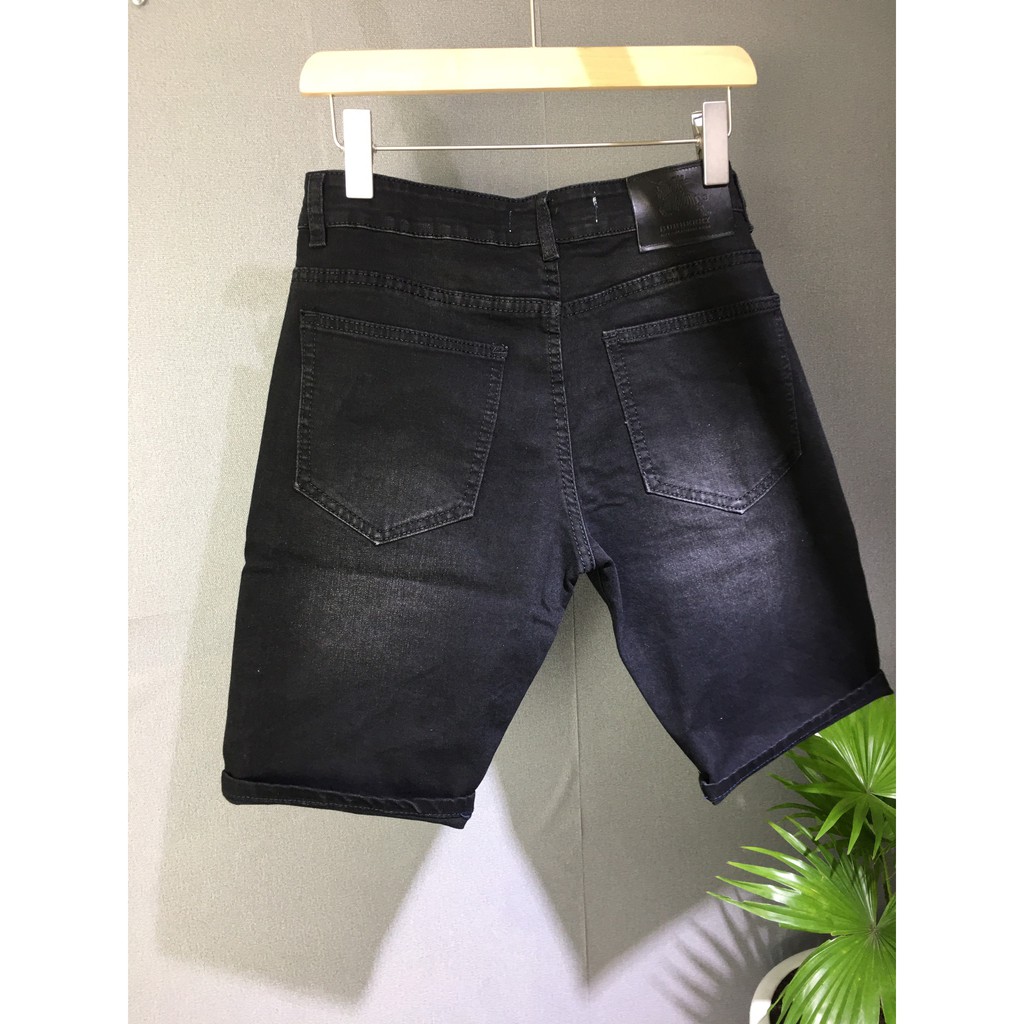 [FREESHIP EXTRA GIẢM TỚI 70K PHÍ VẬN CHUYỂN ĐƠN TỪ 50K ĐẾN 300K] Quần Short Jeans Nam Đen Trơn GOZ Co Giãn 4 Chiều <75kg