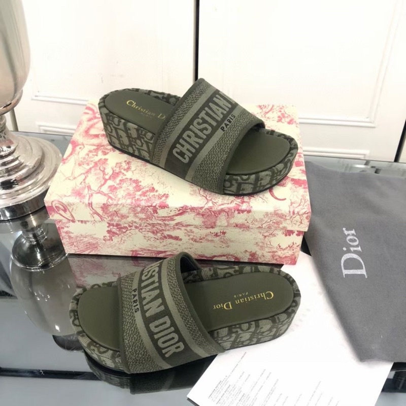 Dép dior quai dệt độn đế bánh mì
