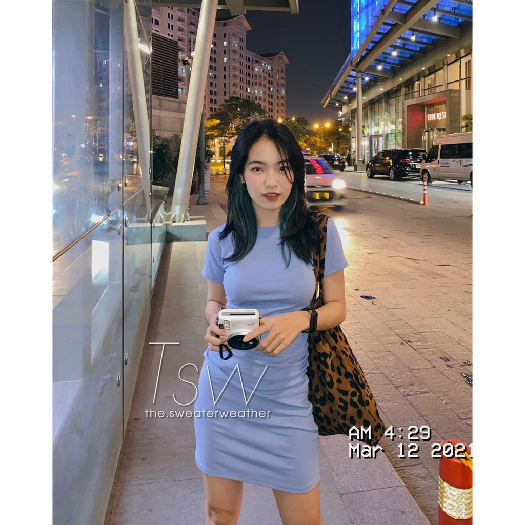 ĐẦM THUN BODY TD 2 MÀU XANH ĐEN