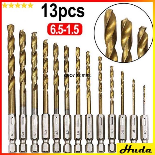 Bộ 13 mũi khoan sắt cho máy khoan bắn vít chân lục giác