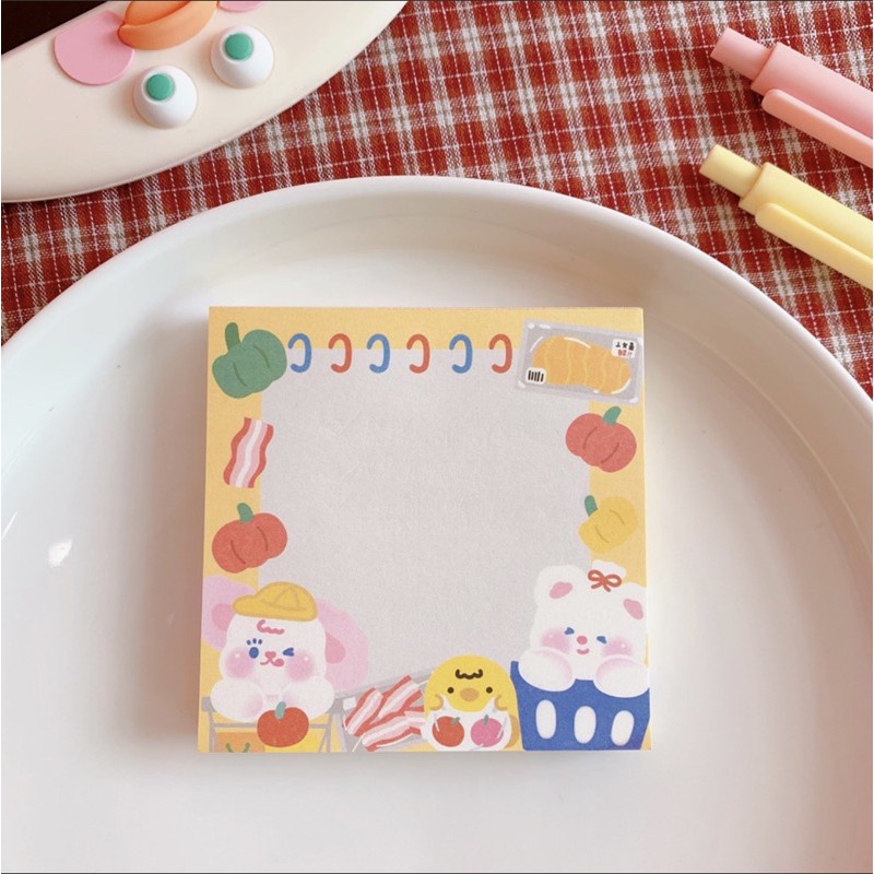 Giấy note cute/Set giấy note 100 tờ ghi chú hình gấu dễ thương trang trí sổ bullet journal Hàn Quốc Tẻn Tẻn