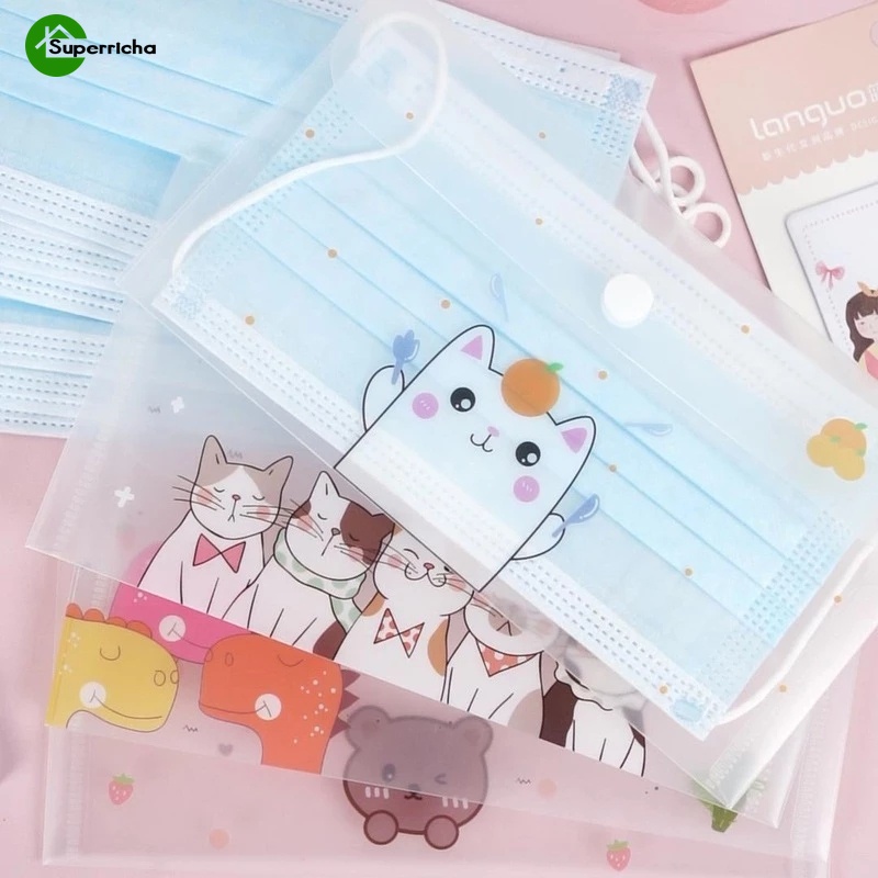 Túi Đựng Khẩu Trang In Hoạt Hình Dễ Thương Bền Bỉ Chống Bụi Bẩn Đa Năng