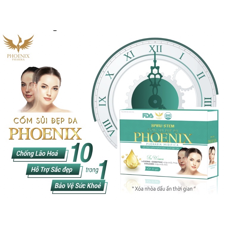 Thức uống đẹp da, điều hòa nội tiết tố, trắng da Phoenix Pharma dạng bột cốm sủi  [hộp 30gói] date t11.2024