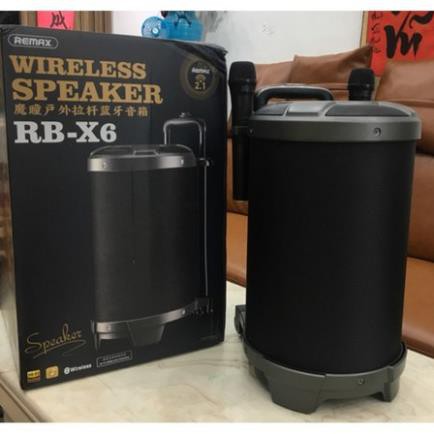 Loa Kéo Bluetooth Karaoke Remax RB-X6 công suất 50W tích hợp 2 micro không dây