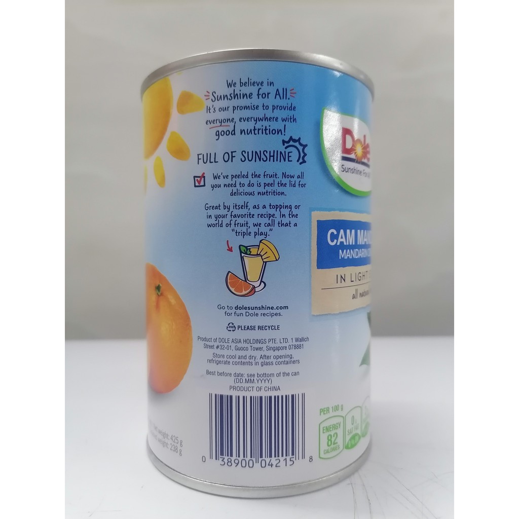 [Hộp 425g] CAM MANDARIN NGÂM NƯỚC ĐƯỜNG [China] DOLE Mandarin Oranges in Light Syrup (tmt)