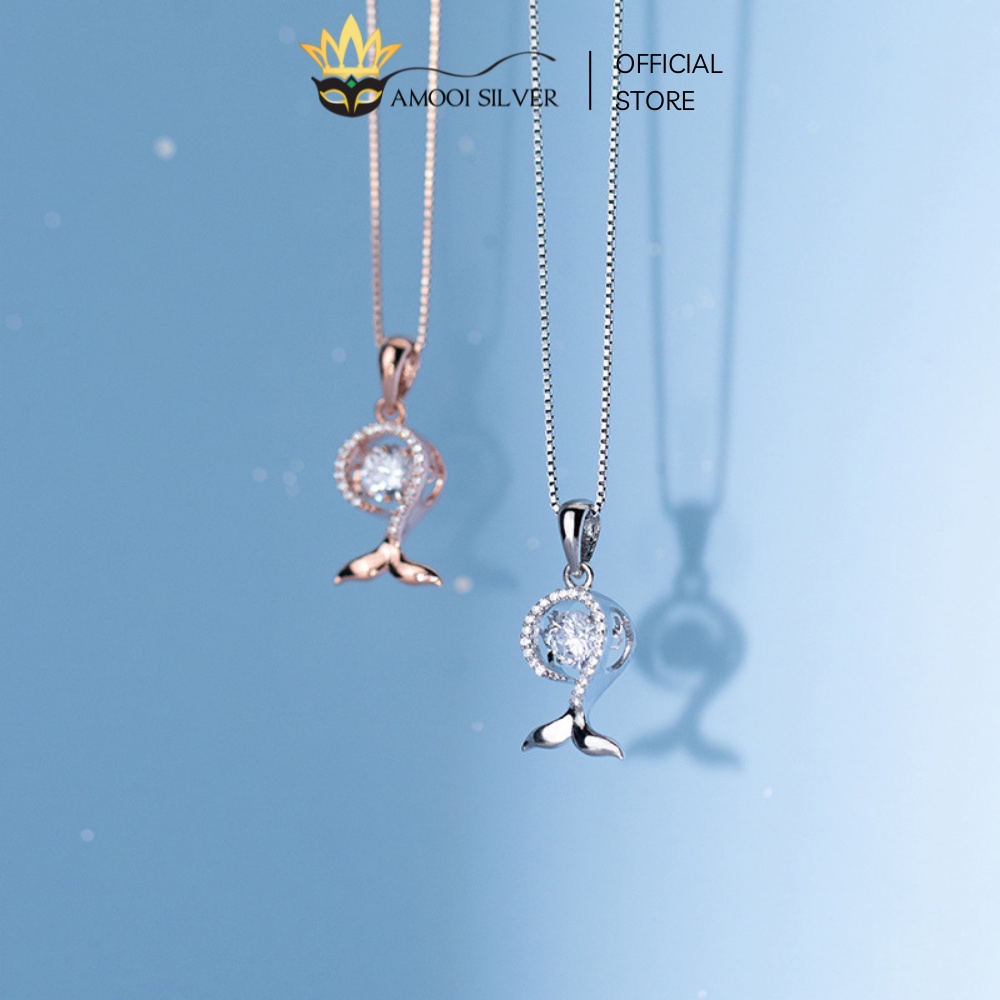Dây chuyền bạc S925 con cá viên đá rung - Amooi Silver AD167