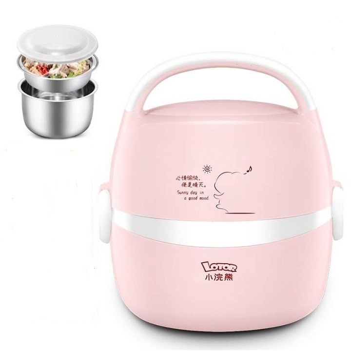 Bộ hộp cơm cắm điện chia ngăn kèm túi giữ nhiệt và đũa thìa+Hộp đựng thức ăn