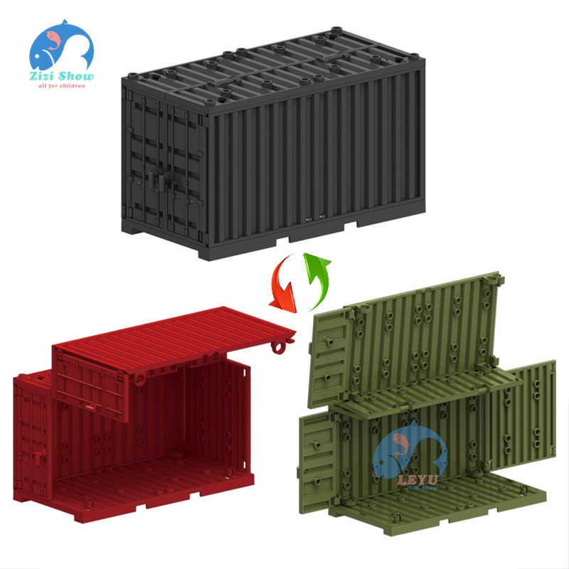 Leyu moc Khối Lắp Ráp Mô Hình Cảnh Sát container Mini