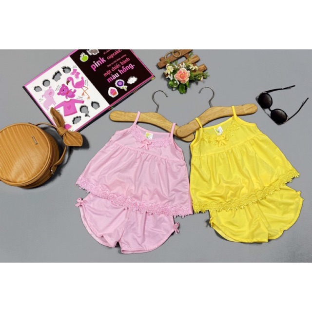 Đồ bộ thun lạnh bé gái mùa hè màu cam 5-24kg (bán sỉ)
