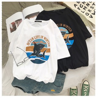 Áo Phông OCEAN Đen Unisex Nam Nữ Tay Lỡ Áo Thun Đôi