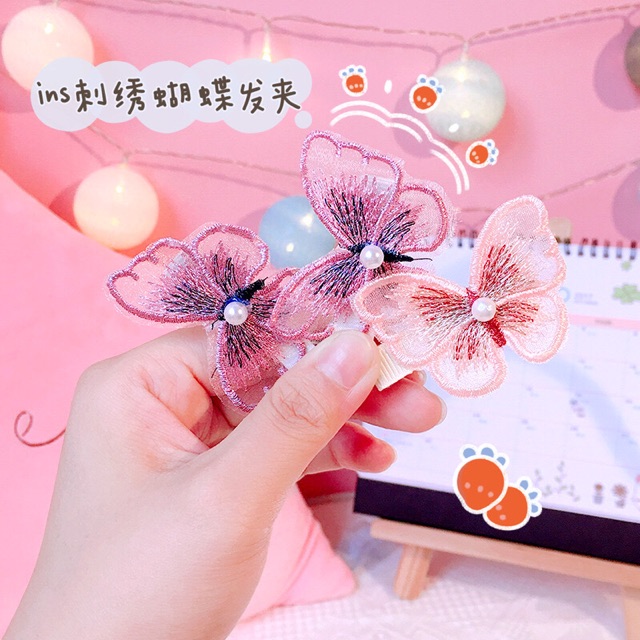 Kẹp tóc hình bướm Thêu thủ công phong cách retro Zanmoo