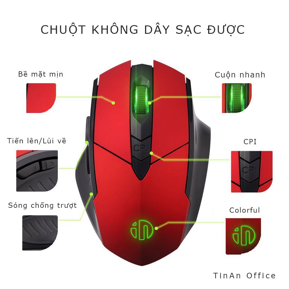 [2.4G+Bluetooth] Chuột Sạc Inphic Không Dây PM6 2,4 GHz/Bluetooth  Điều Chỉnh DPI 2000, Sử Dụng Chơi Game, Văn Phòng