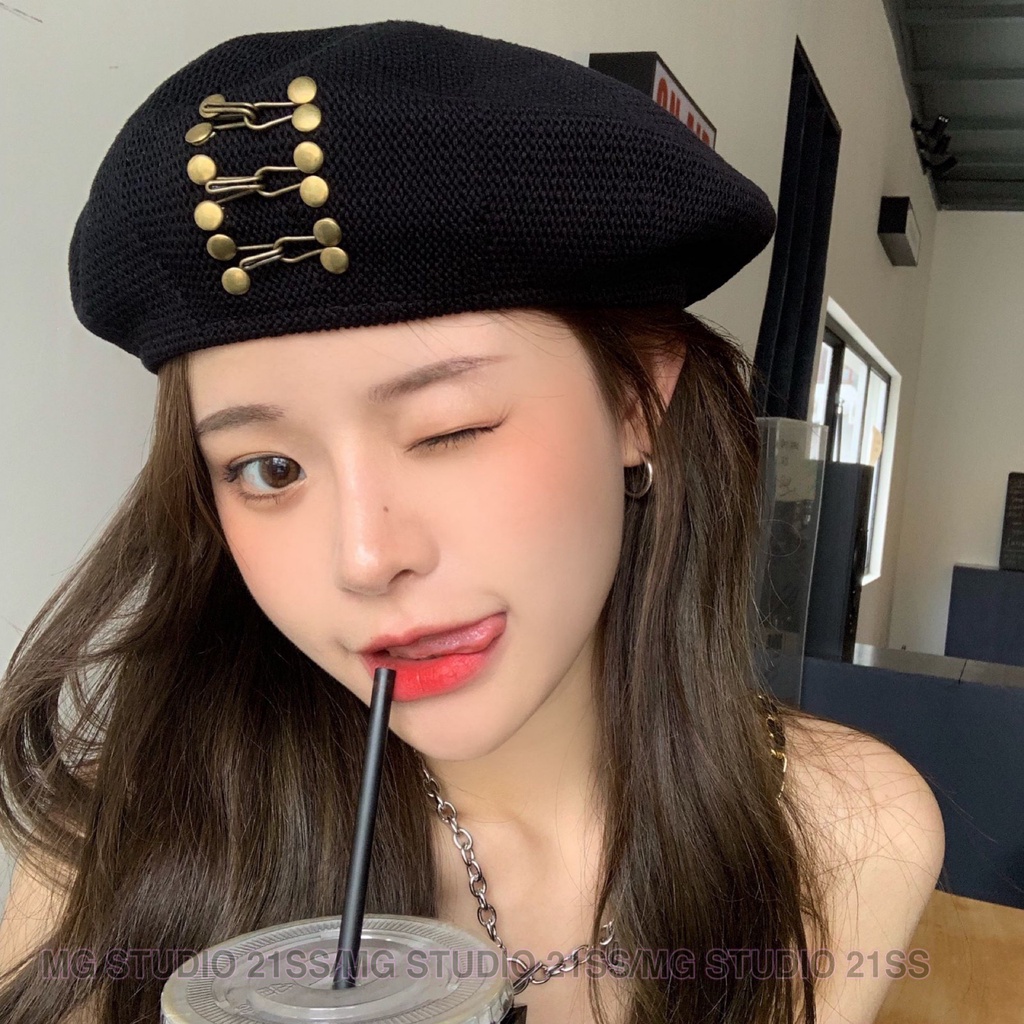 Mũ beret MG STUDIO sợi cotton thời trang mùa hè 3 màu