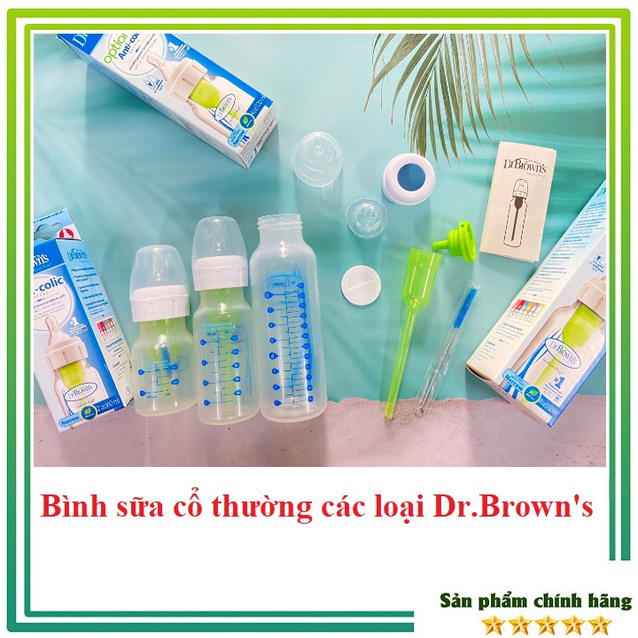 Bình sữa CHỐNG SẶC cổ hẹp 60ml/120ml/250ml nhựa PP Option plus (mẫu mới nhất) Dr.Brown's - USA