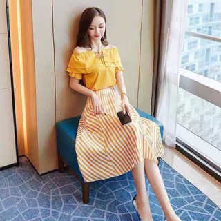 Set Áo Váy Sọc Kẻ Hàn Quốc  - TT2018