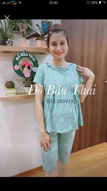 [XẢ HÀNG] Bộ Đồ Bầu Lửng Mặc Sau Sinh Cho Con Ti, Cổ Bèo Siêu Đẹp, Chất Thoáng, Size Rộng