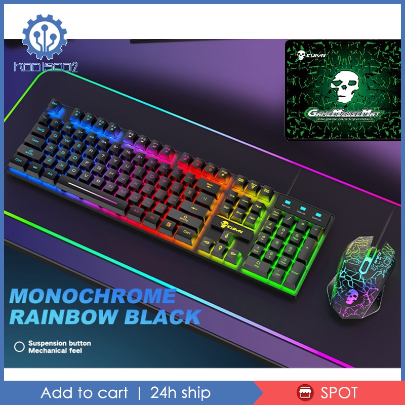 Combo Bàn Phím Cơ Gaming Koolsoo2 104 Phím Có Đèn Nền Rgb