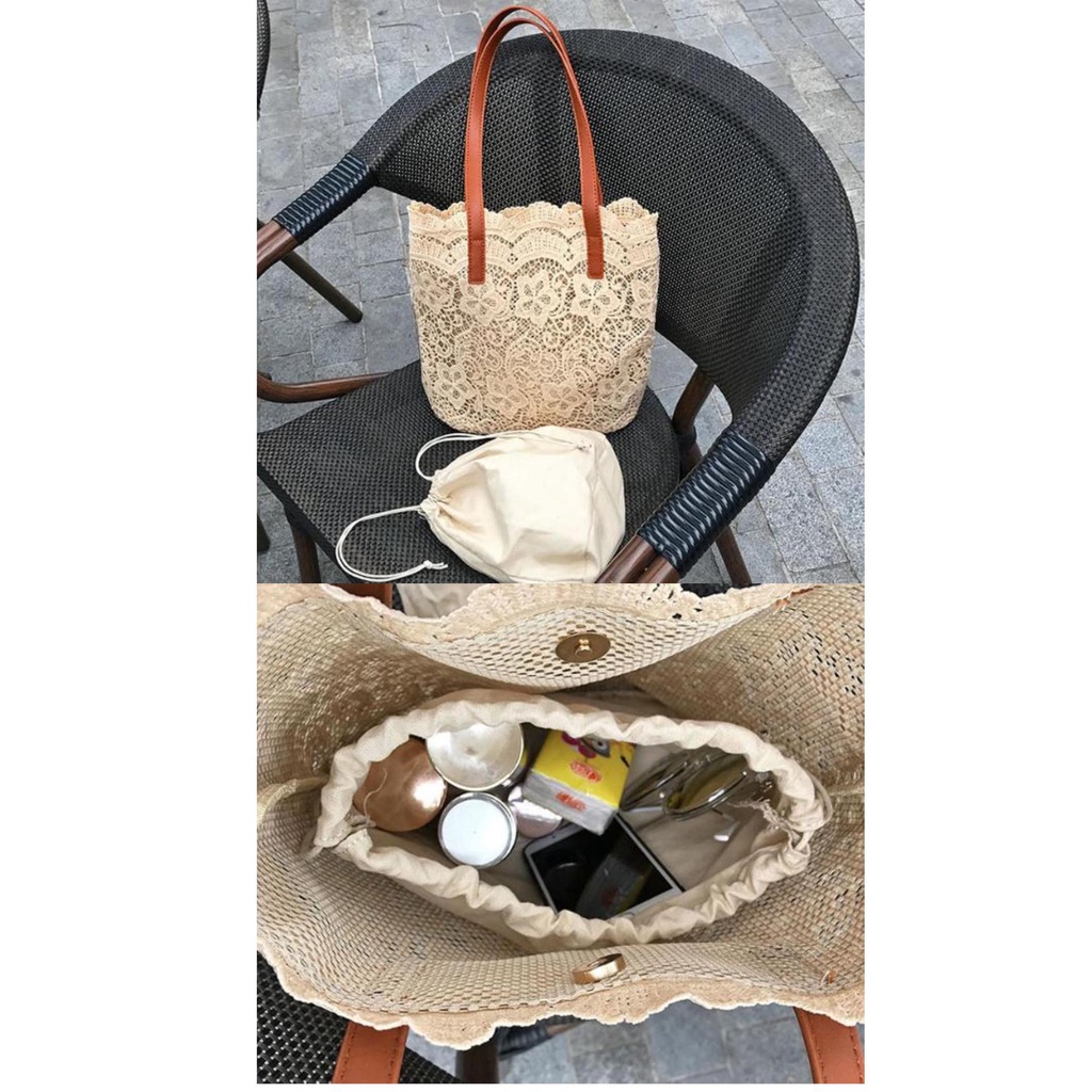 Túi Xách Đeo Vai Phối Ren Đơn Giản Xinh Xắn Phong Cách Thời Trang Retro 2022 Dành Cho Nữ