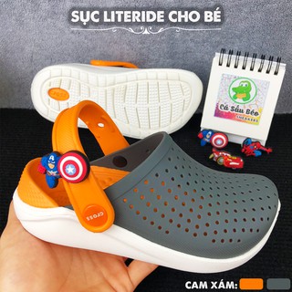 Dép Sục Cross Literide Trẻ Em Màu Cam Xám Siêu Êm Chân, Chống Trơn Trượt Bảo Vệ Ngón Chân Cho Bé