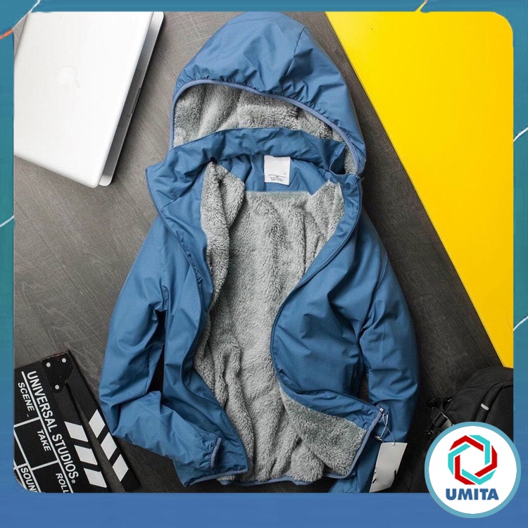 Áo Khoác Gió Nam Lót Lông Cừu Chống Nước Có Mũ Chất Đẹp Cao Cấp AK113 - UMITA SHOP