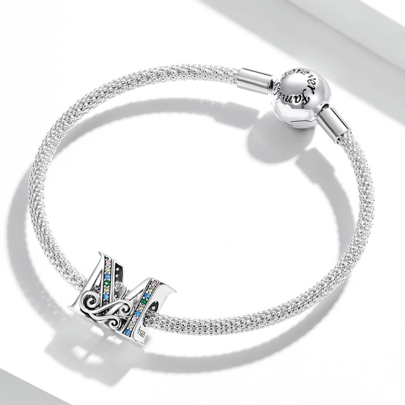 Bamoer Hạt Charm Bạc 925 Chữ Cái A~Z Cho Tự Làm Vòng Tay Vòng Cổ Bán Phụ Kiện