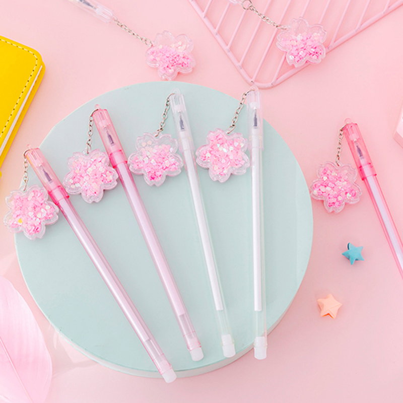 Bút Mực Gel Ngòi 0.38mm Tạo Hình Hoa Anh Đào Xinh Xắn