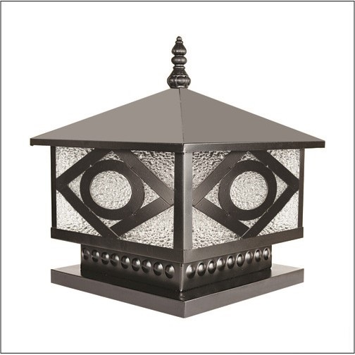 Đèn trụ cổng gắn đầu cột ngoài trời thân lá thép sơn tĩnh điện D40cm