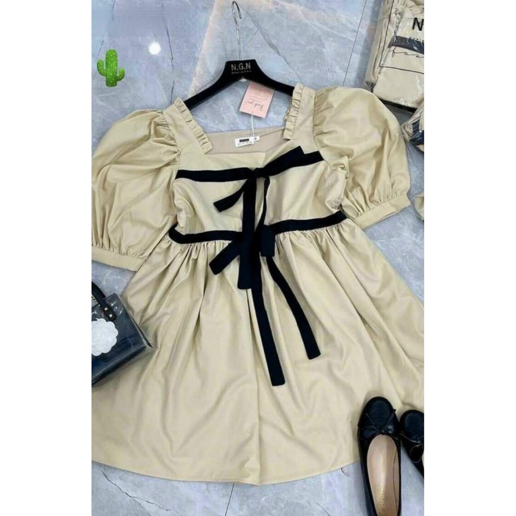 Đầm Baby phối nơ chất vải kate thái cam kết hàng y hình kèm ảnh thật chính chủ ( size dưới 55kg)