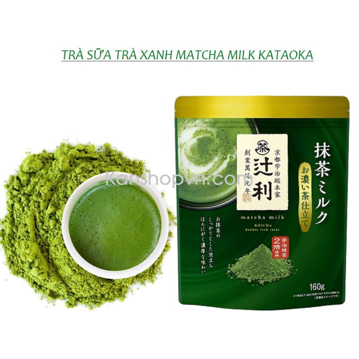 Bột trà sữa trà xanh Matcha Milk Kataoka vị trà đậm 160g (date 01/2022)