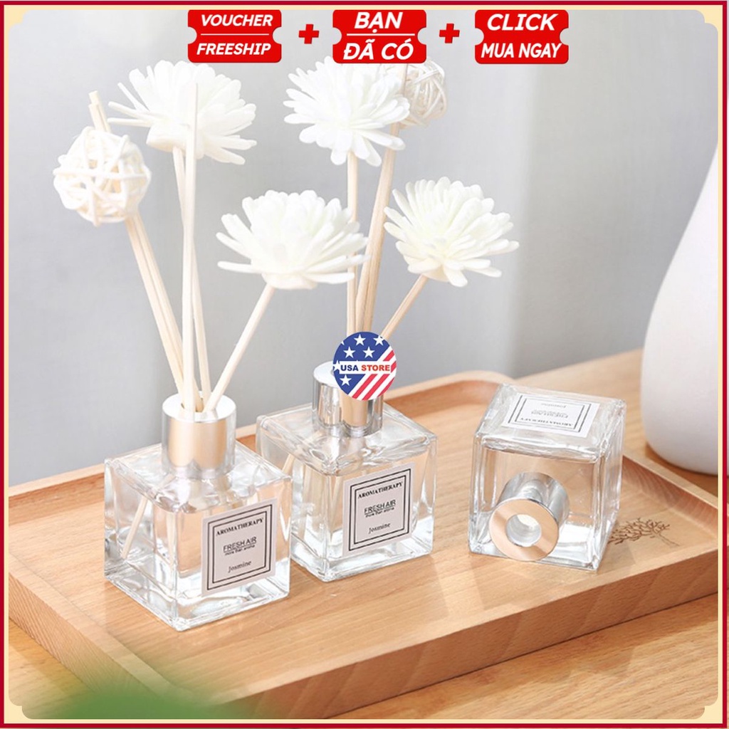 Lọ Nước Hoa VUÔNG/Tròn Khuếch Tán Tinh Dầu - Lọ Hoa Trang Trí - Kèm Hoa Khô