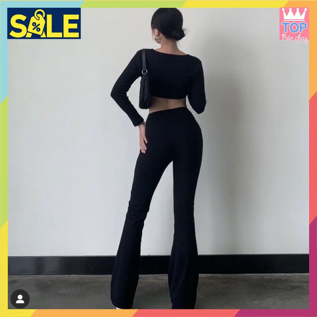 [BAO CHẤT] Quần ống loe legging cạp cao siêu háck dáng chất cotton