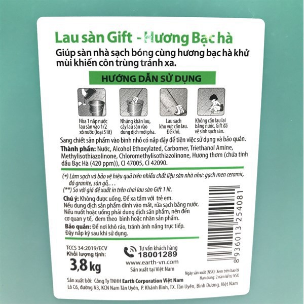 NƯỚC LAU SÀN GIFT 4KG (BẠC HÀ) [cnha1133]