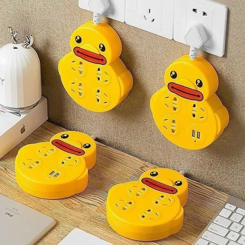 Ổ CẤM ĐIỆN HÌNH VỊT MÀU VÀNG CÓ 2 LỖ CẤM USB TIỆN LỢI NẠP ĐIỆN NHANH CHỐNG CHO MỌI THIẾT BỊ SIÊU TIỆN LỢI