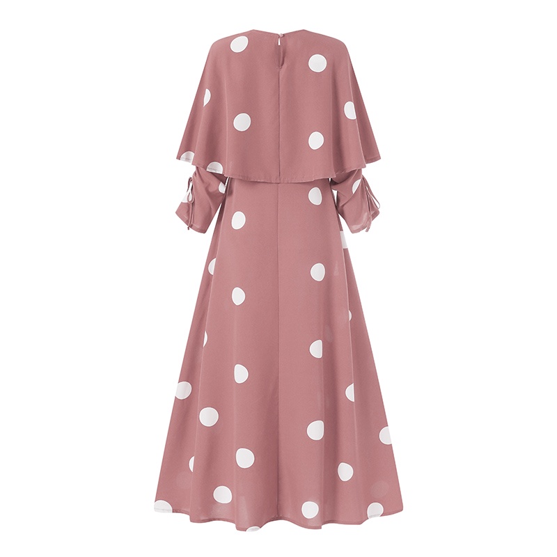 Đầm maxi ZANZEA tay dài họa tiết chấm bi thời trang cho nữ