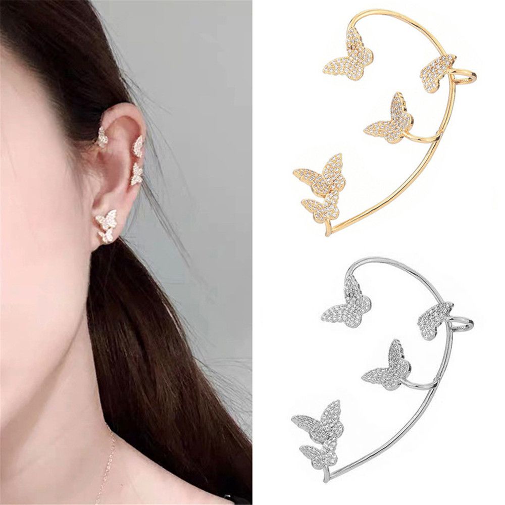 Khuyên Vành Tai Hình Bướm Đính Đá Zircon Thời Trang Phong Cách Hàn Quốc Dành Cho Nữ